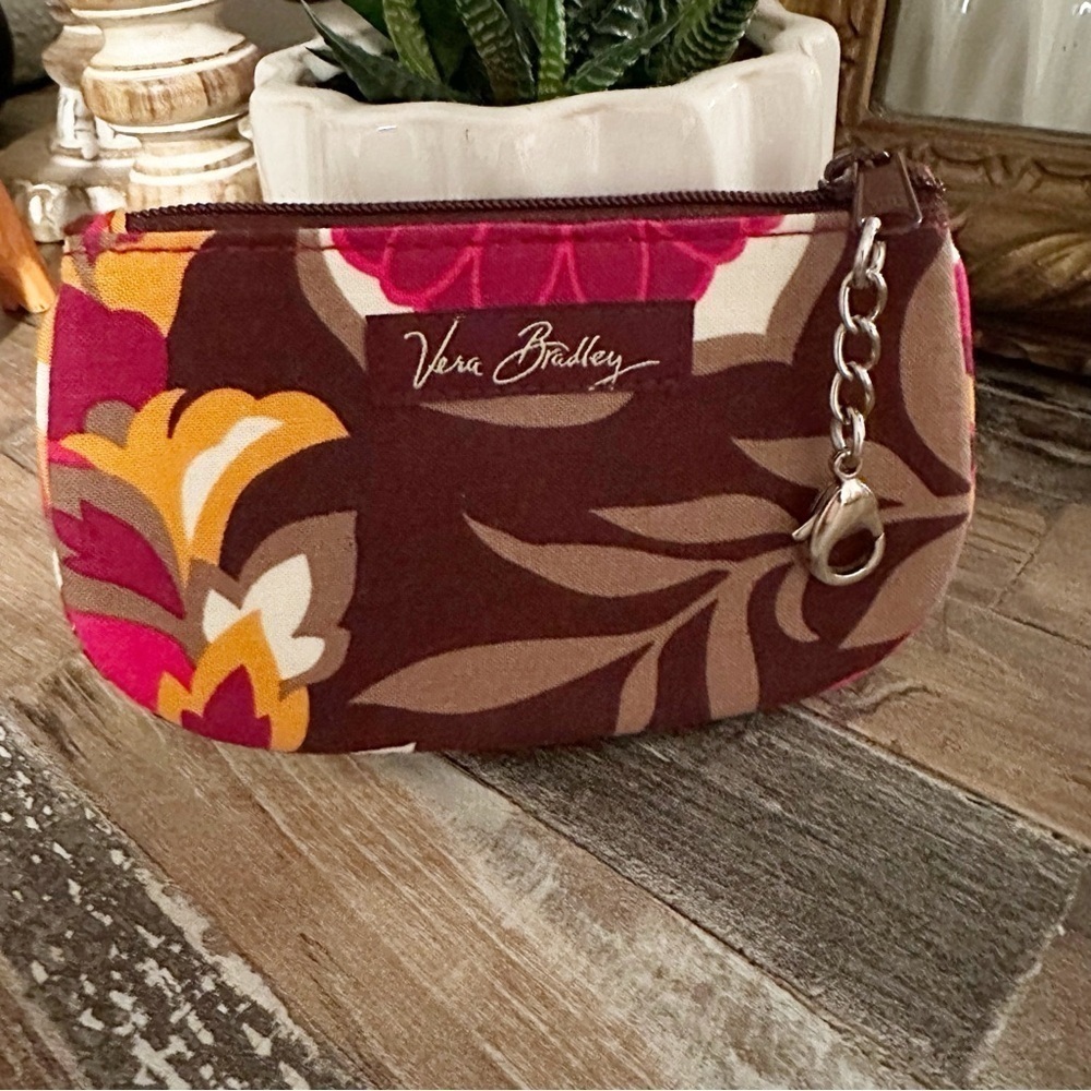 Vera Bradley Carnaby Plum ID/ coin change zip pouch.
